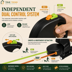 TrueTrend™ Dual Retractable Dog Leash – 2-in-1 Tangle-Free Leash with Built-in LED & Waste Bag Holder