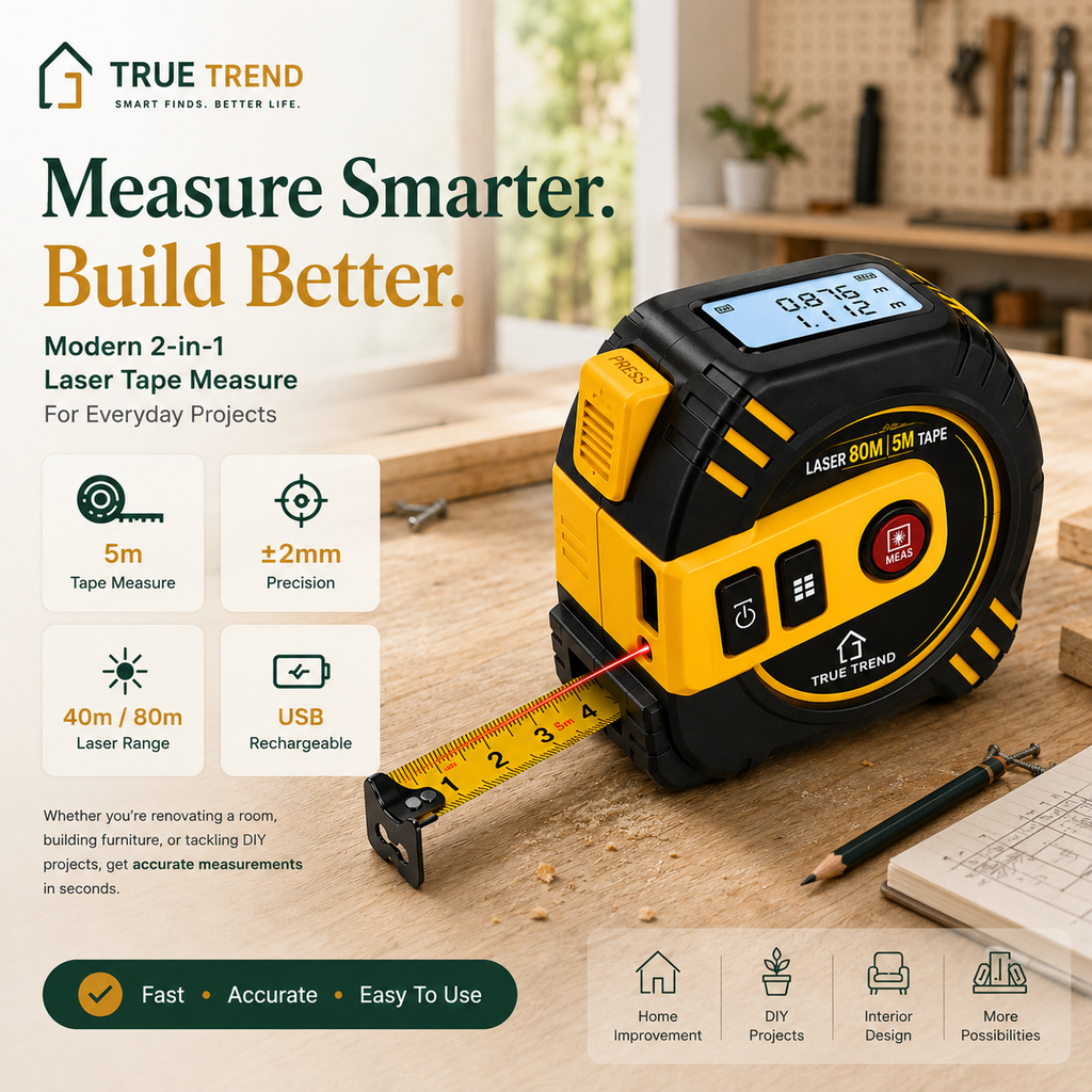 True Trend™ 2-in-1 Digital Laser Tape Measure